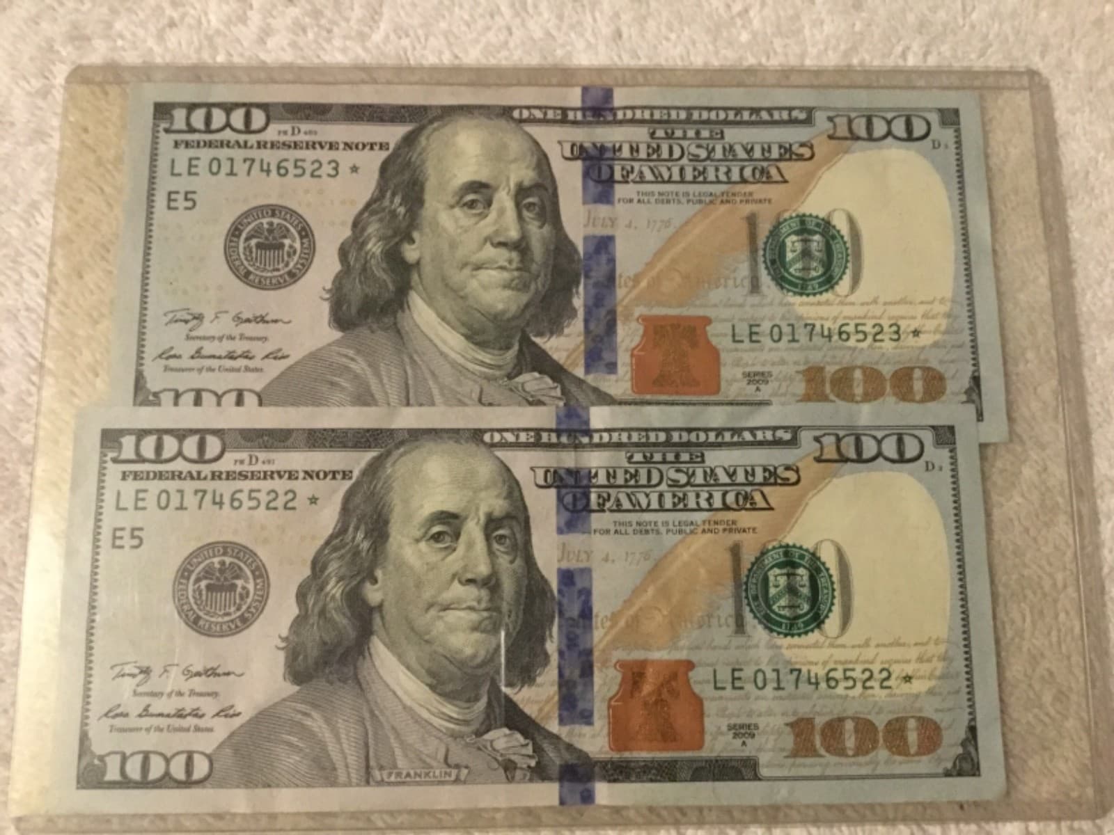 2009 $100.00 StarNotes (2) consecutive ... US Currency