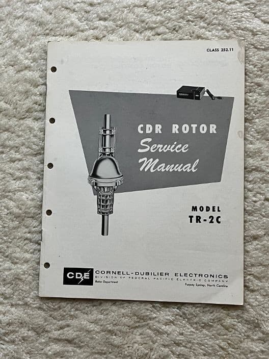 Vintate Cornell- Dubilier CDR Rotor Model TR-2C Service Manual Original