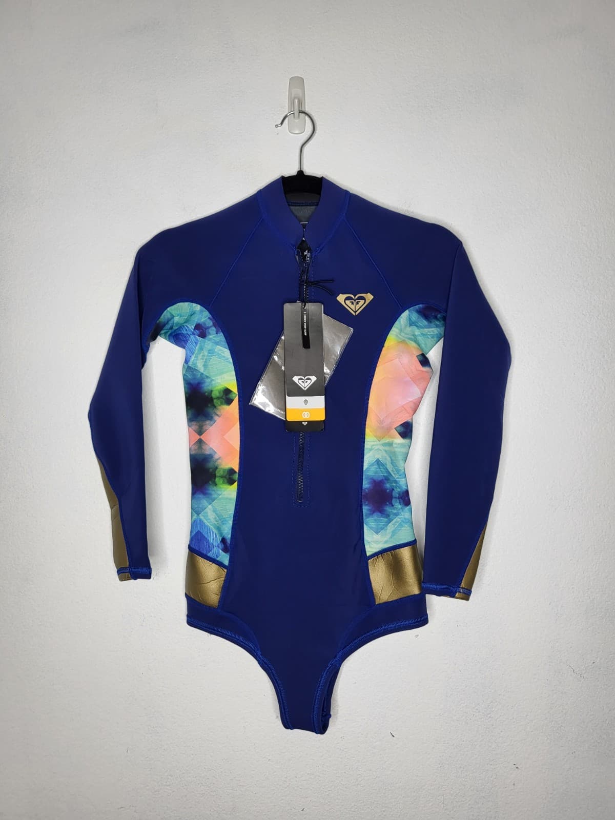 ROXY Pop Surf 2.0 One-piece Wetsuits Women's Size 4 Long Sleeve Blue Multi NWT