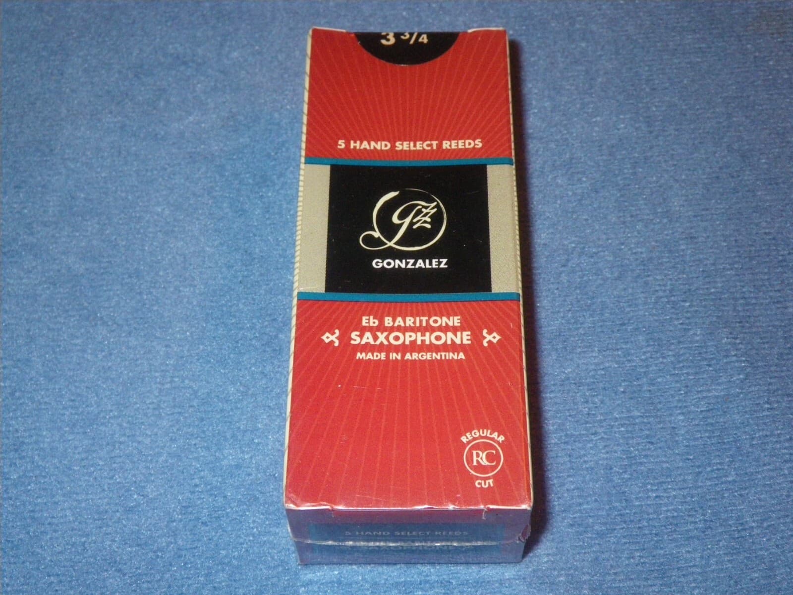 GONZALEZ HAND SELECT BARITONE SAXOPHONE REEDS - BOX of 5 - 3 & 3/4 STRENGTH 3.75