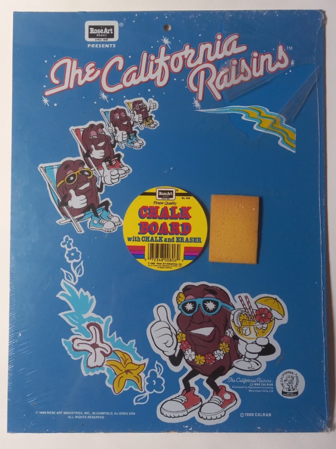 Vtg 1988 California Raisins Rose Art Chalk Board Eraser Collectible See Descrip.