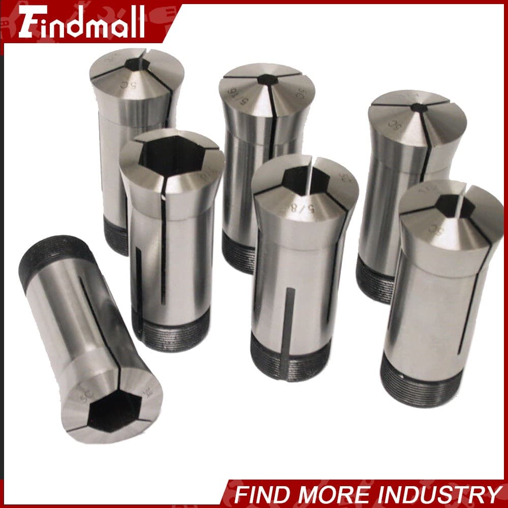 New 7PC 5C Hex. Collet Set 1/4", 5/16", 3/8", 1/2", 5/8", 3/4", 7/8" 0.0006TIR