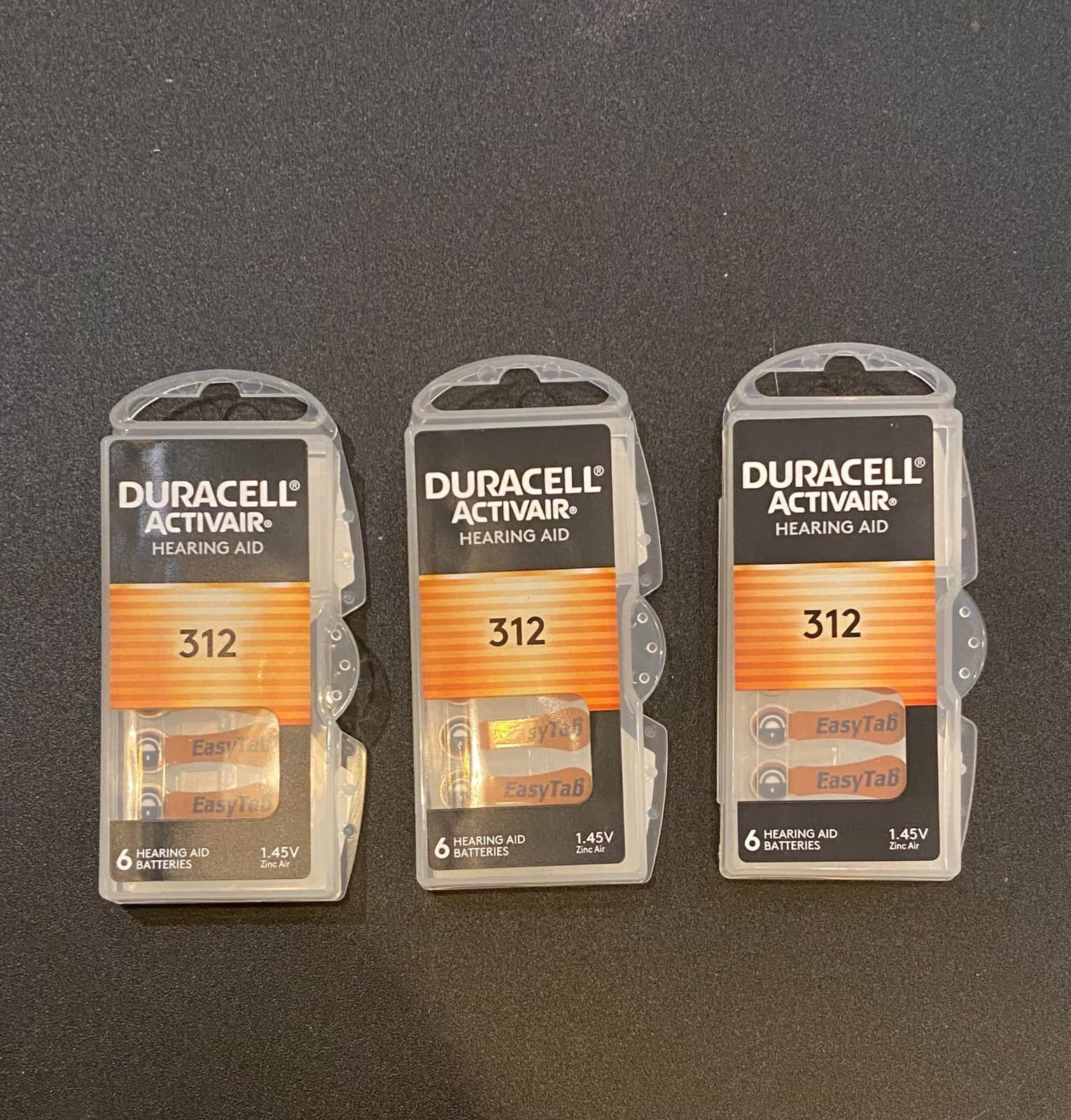 Duracell Activair Hearing Aid Batteries Size 312 - 3 pak (18 total) Exp 2028-08