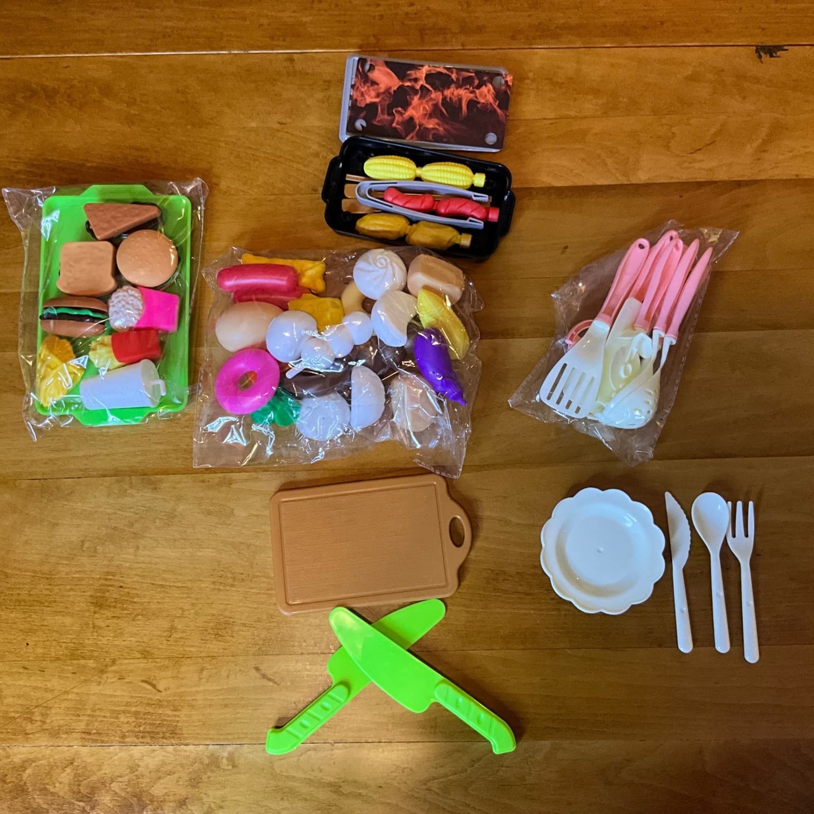 Kids Pretend Play Food Grilling Set Toy Kitchen Accessories Grill BBQ Playset