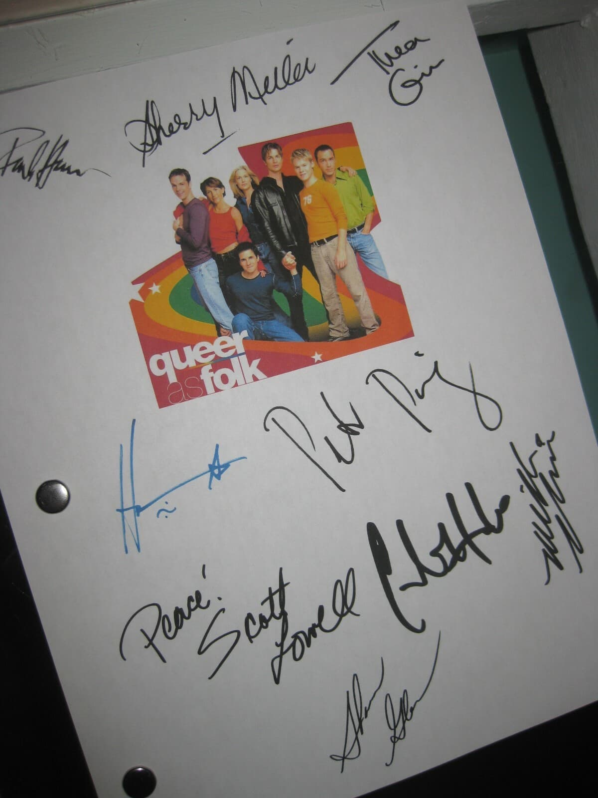 Queer as Folk Signed TV Pilot Script x9 Hal Sparks Peter Paige Scott Lowell RPNT