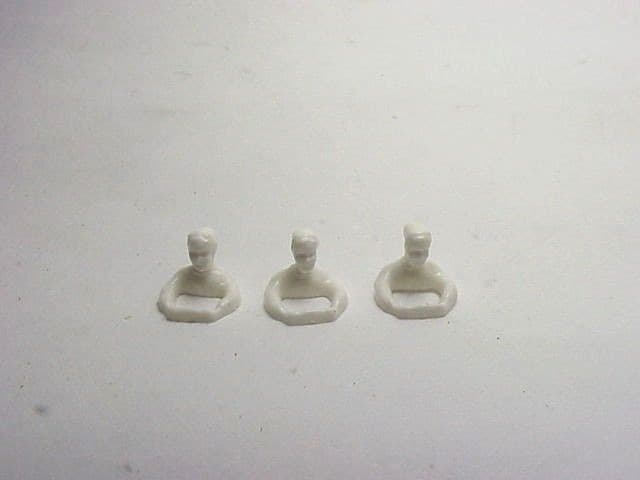 HO SCALE 3 TJ DRIVERS WITH HEADS. INJECTION MOLDED. NO BLUE OR RED HEADS !!!!