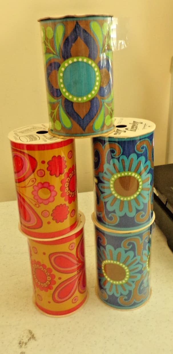 5 NIP 60s Mod HALLMARK Tapestry Tyes Decorative Trim Craft Paper Boho Hippie Mix