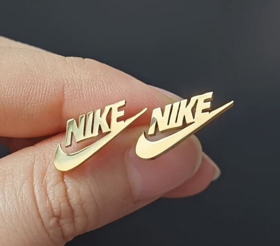 Nike Swoosh Gold Stainless Steel Earrings — Butterfly Back