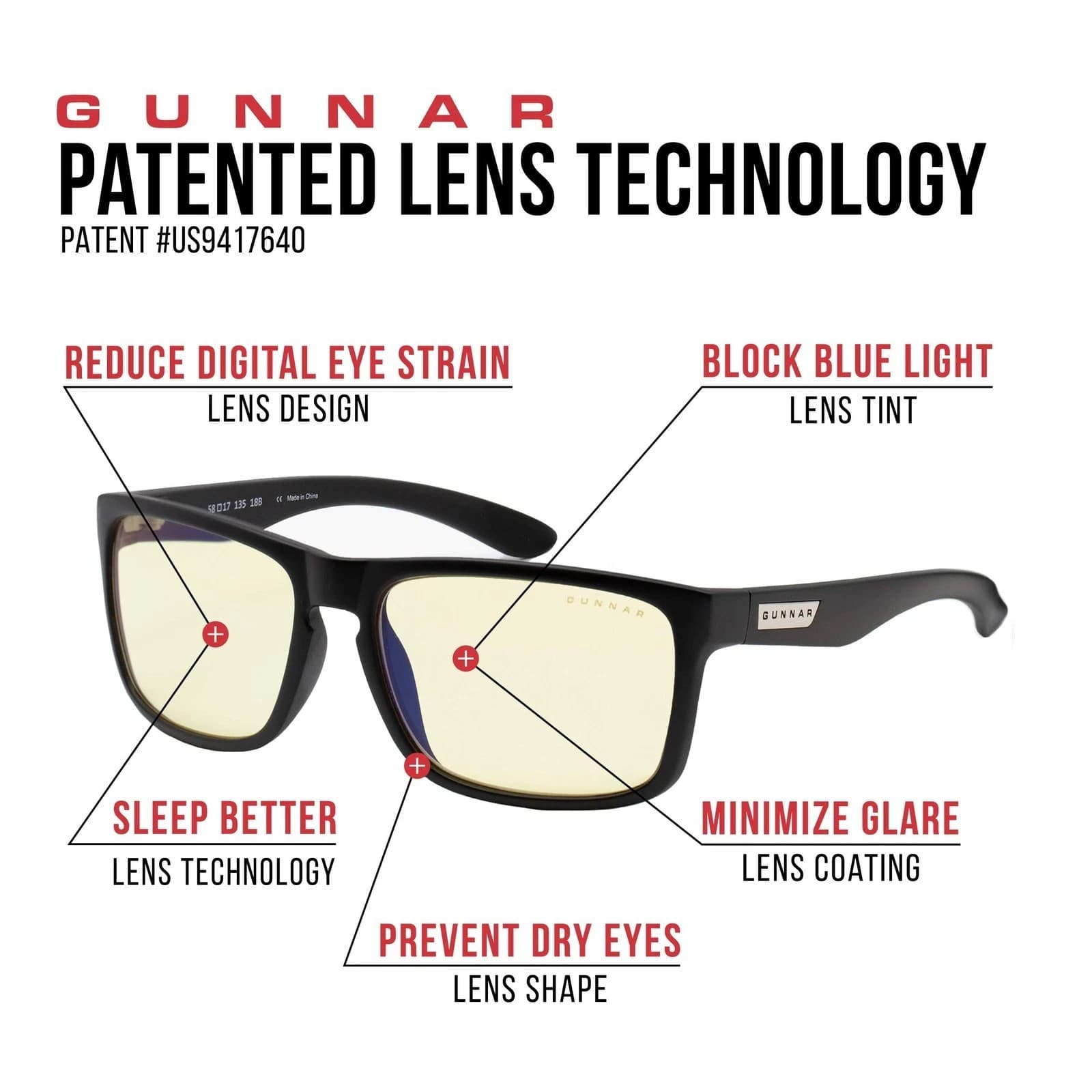 GUNNAR Optiks Int-00101 Intercept Full Rim Advanced Video Gaming Glasses W
