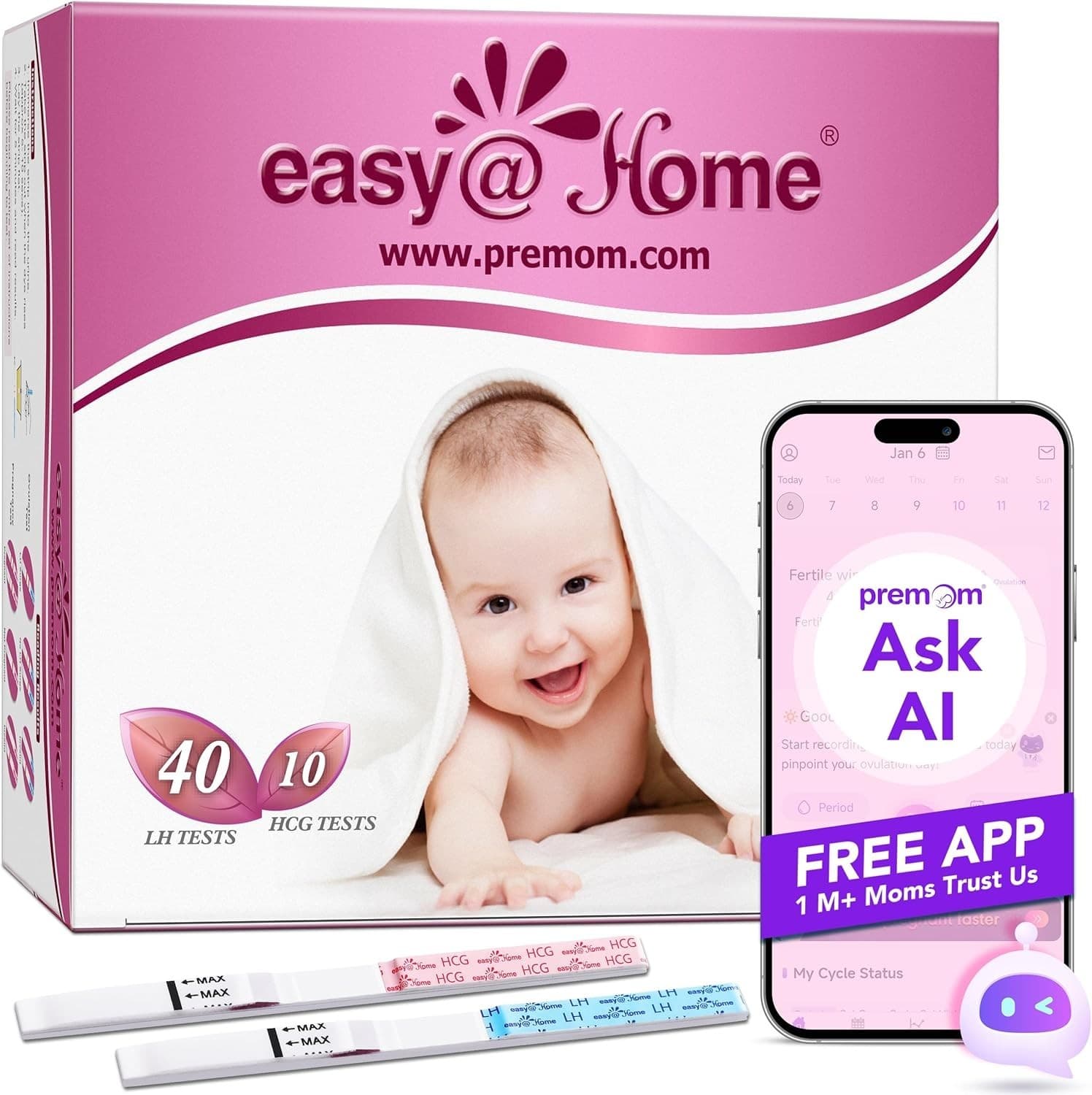 Easy@Home 40 Ovulation + 10 Pregnancy Test Strips Kit – Bulk Value Pack