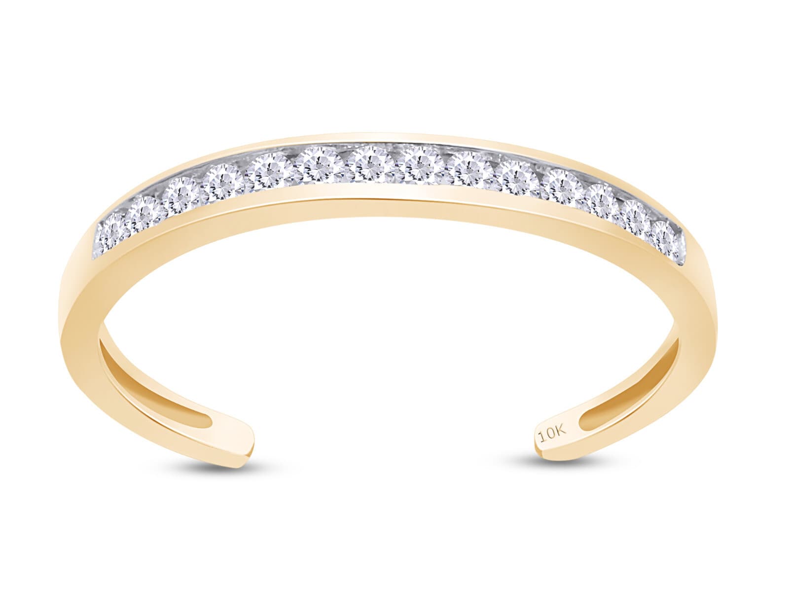 1/7ct Natural Round Diamond Adjustable Toe Band Ring in 14K Yellow Gold