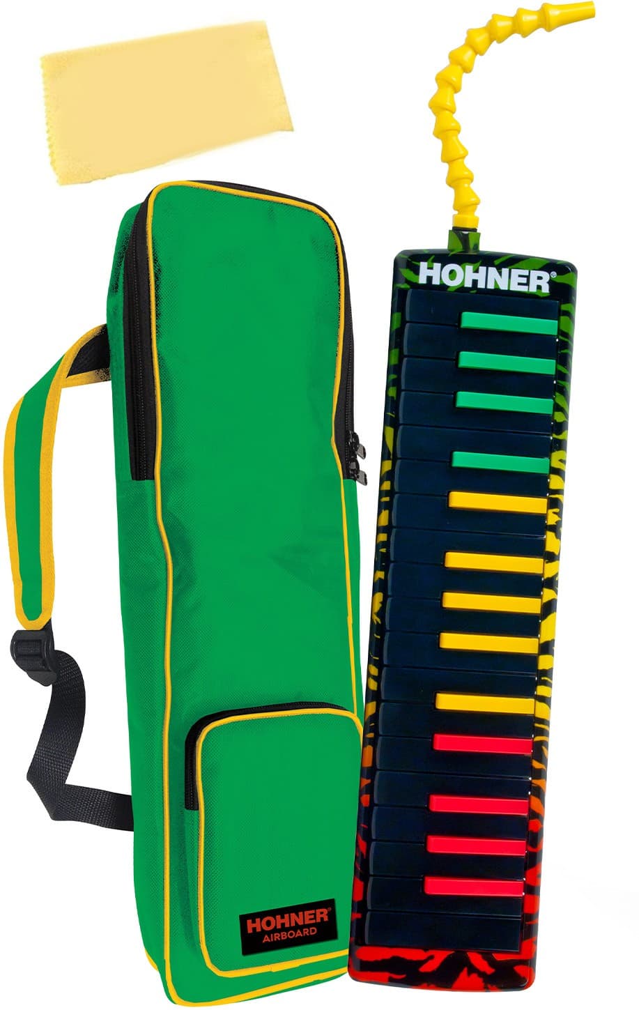 Hohner 32-Key Airboard with Blowflow Mouthpiece - Rasta Print w/ Gig Bag