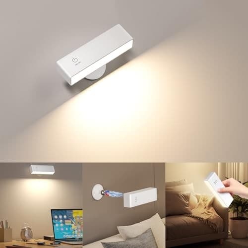 LED Wall Sconce, Wall Mounted Lamp with 4000 mAh 1Pack-Touch Control White