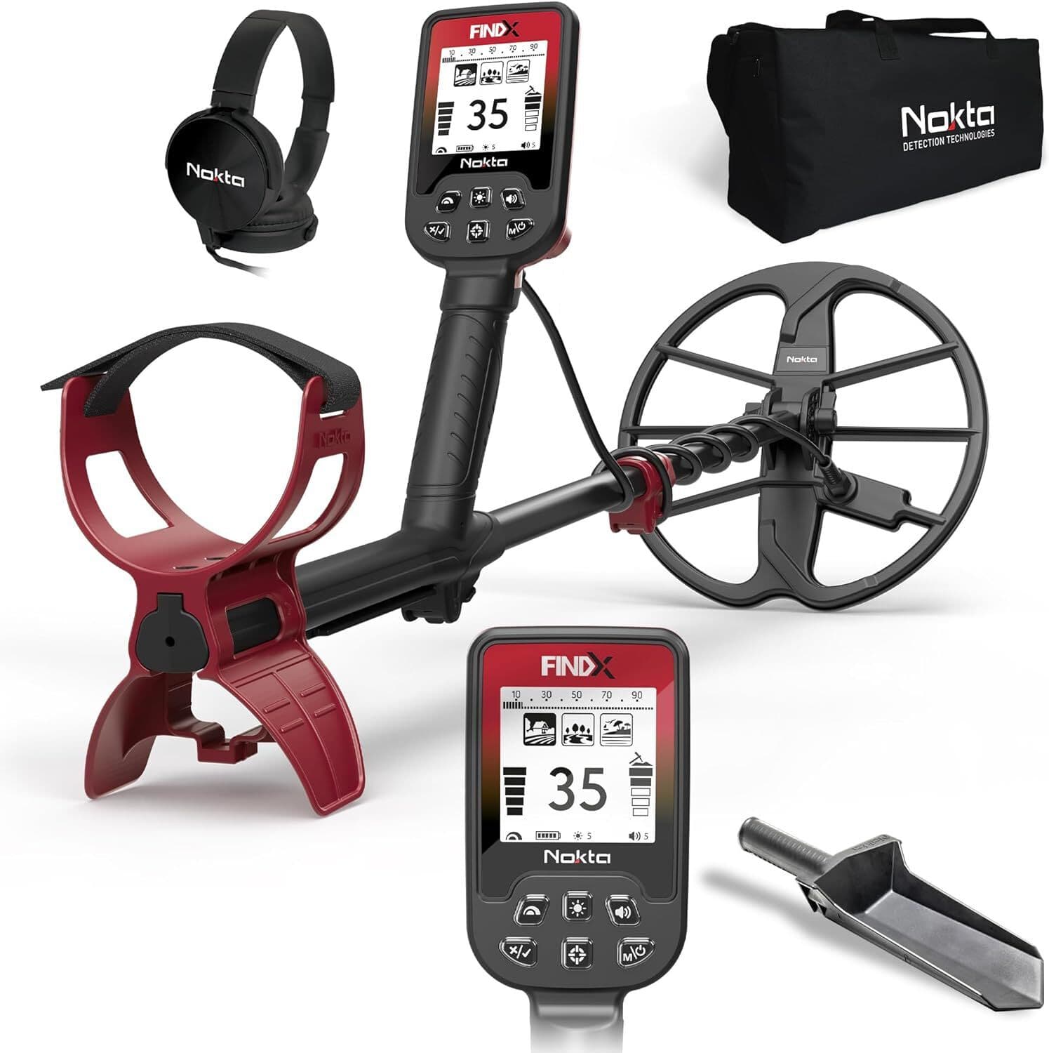 Nokta FindX Metal Detector with Rechargeable Battery, Bag, Digger and Headphones