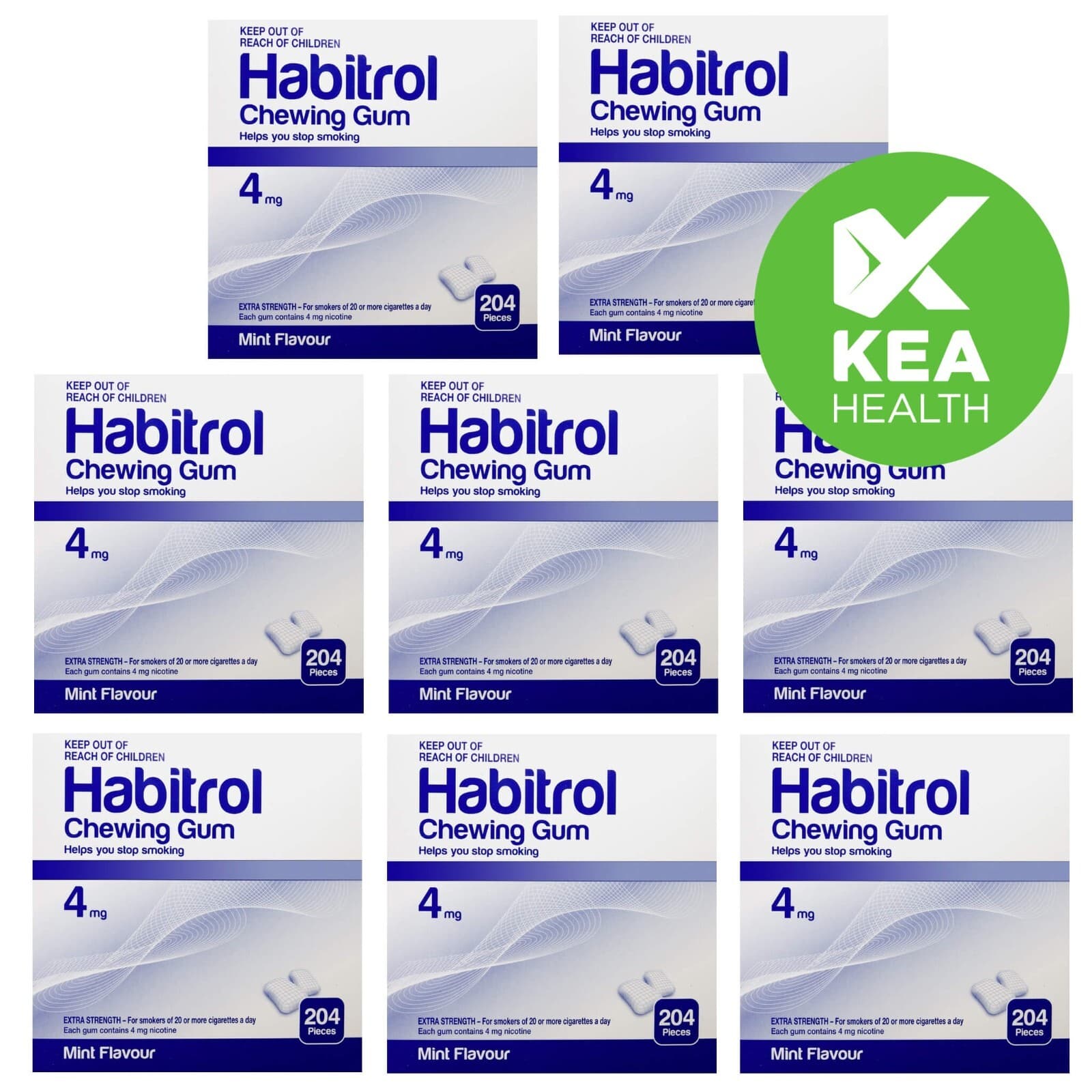 Habitrol Nicotine Gum 4mg Mint 1,632 piece 8 New BULK Box Size QUIT Smoking Now