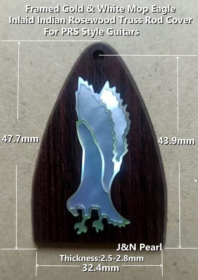 1pc Rosewood Truss Rod Cover Inlaid Framed Gold &White MOP Eagle for PRS Guitars