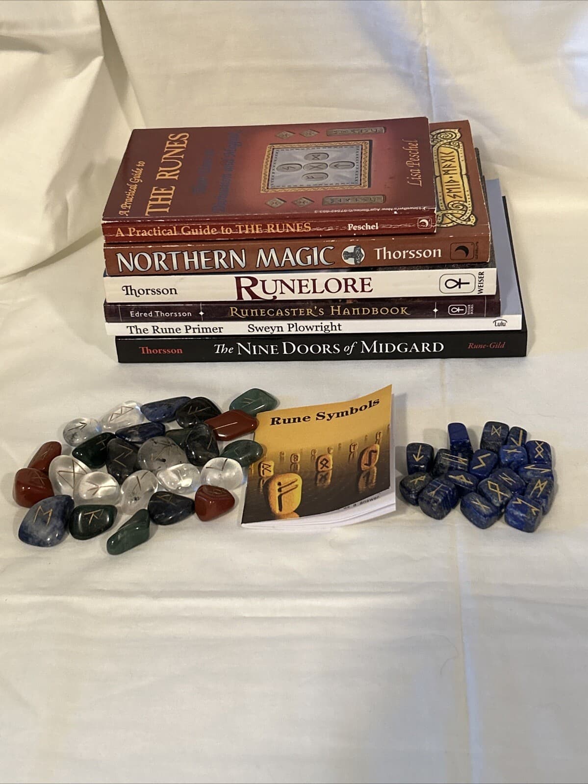 Rune Stones + Lot/6 Books Edred Thorsson, Sweyn Plowright, Lisa Peschel