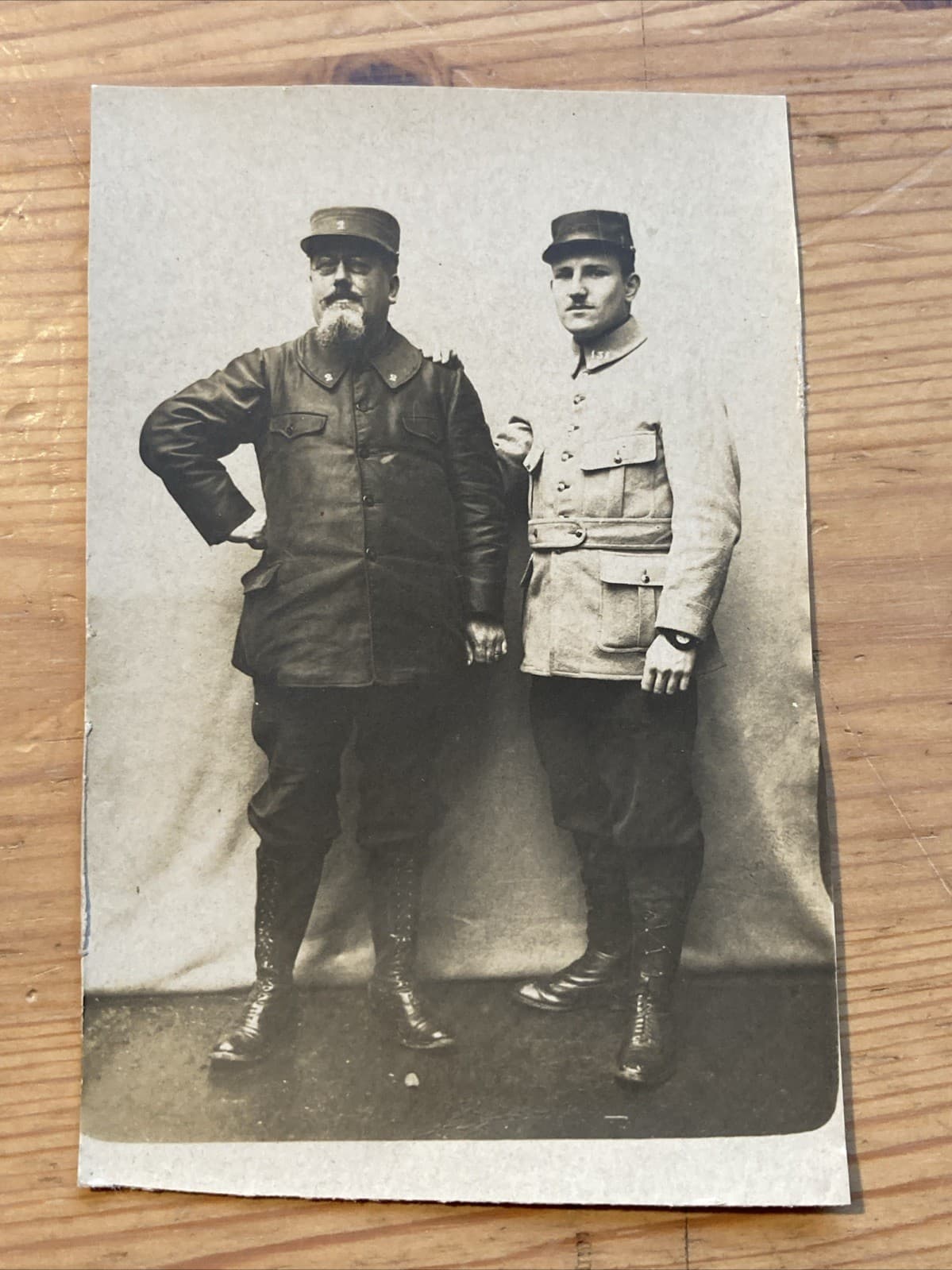 WWI Photo Two French Army Soldiers Portrait 10x7cm