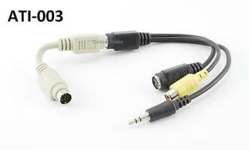 ATI All-In-Wonder 3Head Input Cable, MiniDin8 Male to RCA/S-Video/ 3.5.mm Audio