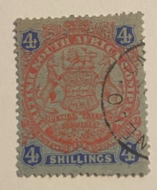 RHODESIA Sc #37 - 4 Shillings - Used with light hinge thin