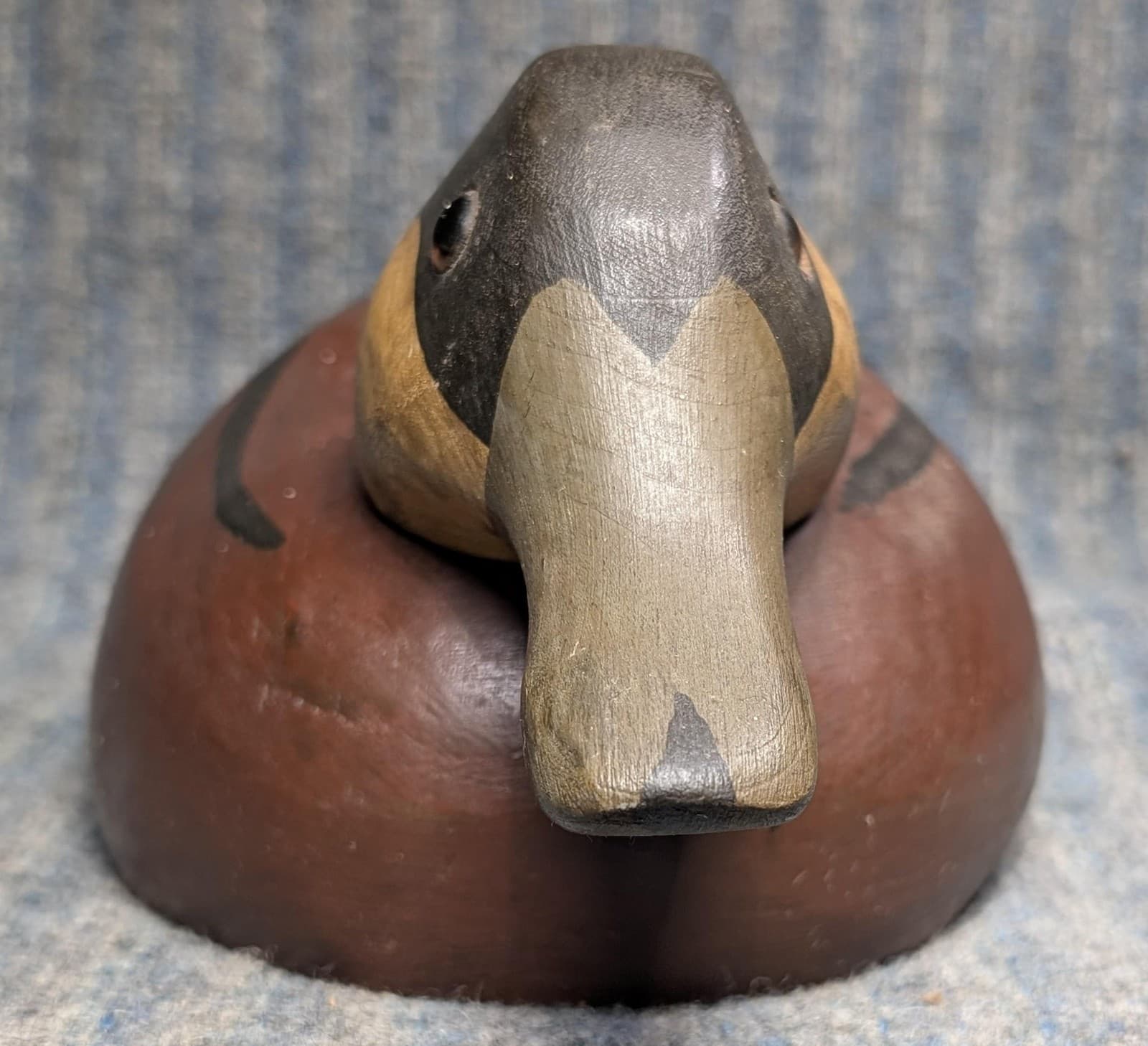 Vintage Duck Decoy Ruddy Hand Carved Signed Ron Fisher Wooden Folk Art Decoy