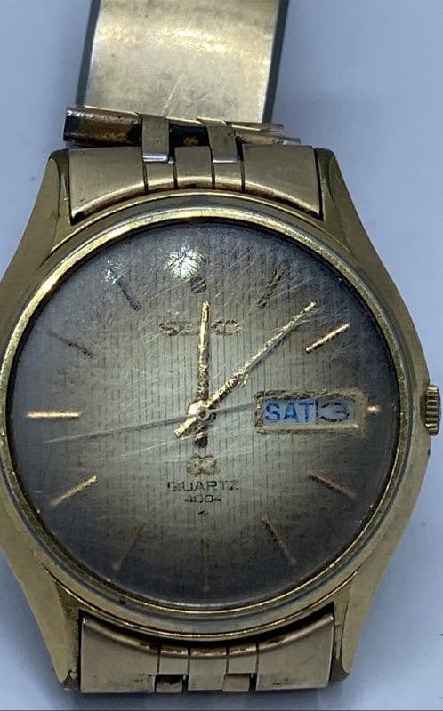 Men's Seiko SQ 4633-8029 1970's Retro 36mm Analog Day/Date S. Steel Watch 90g
