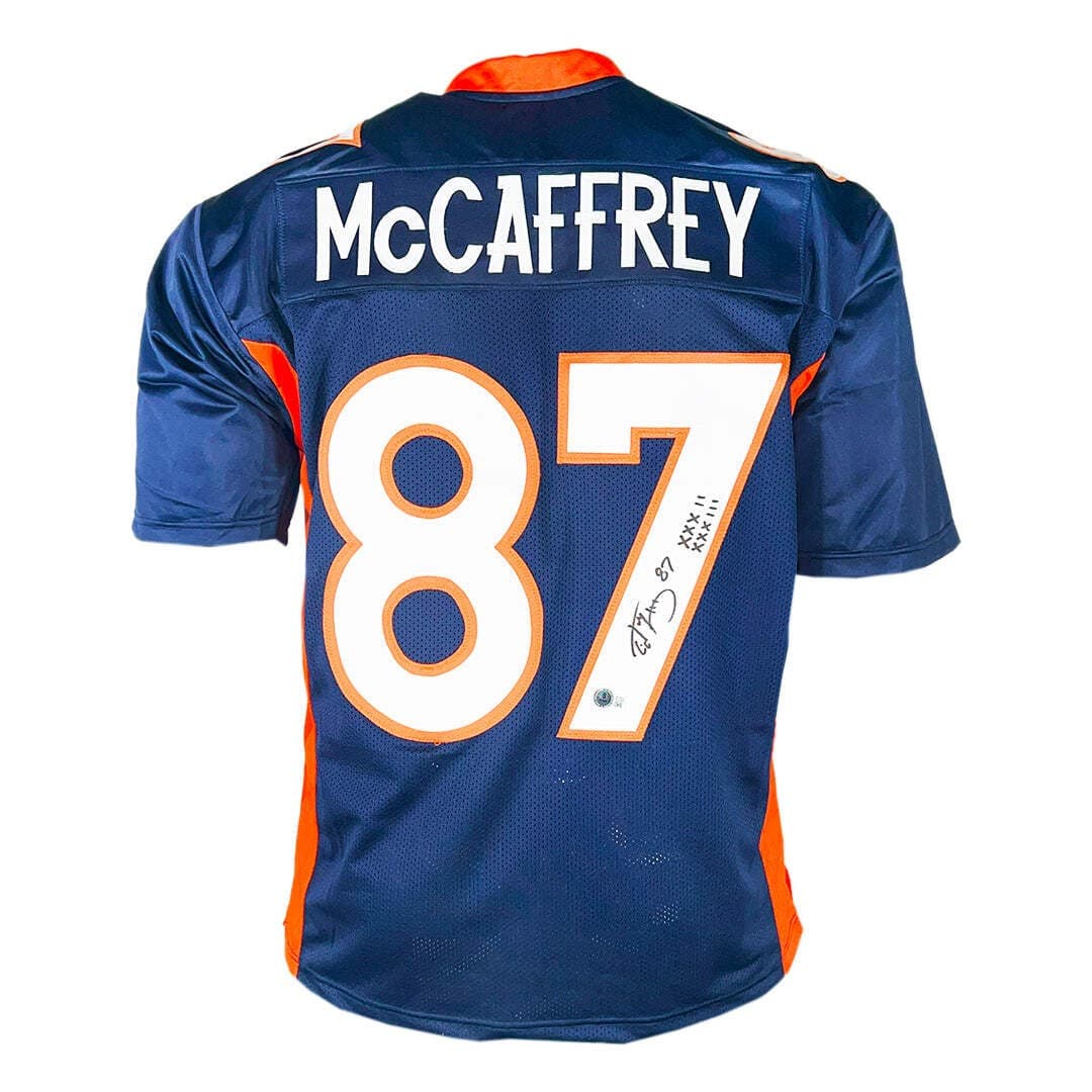 Ed McCaffrey Signed XXXII XXXIII Inscription Denver Blue Football Jersey (Becket