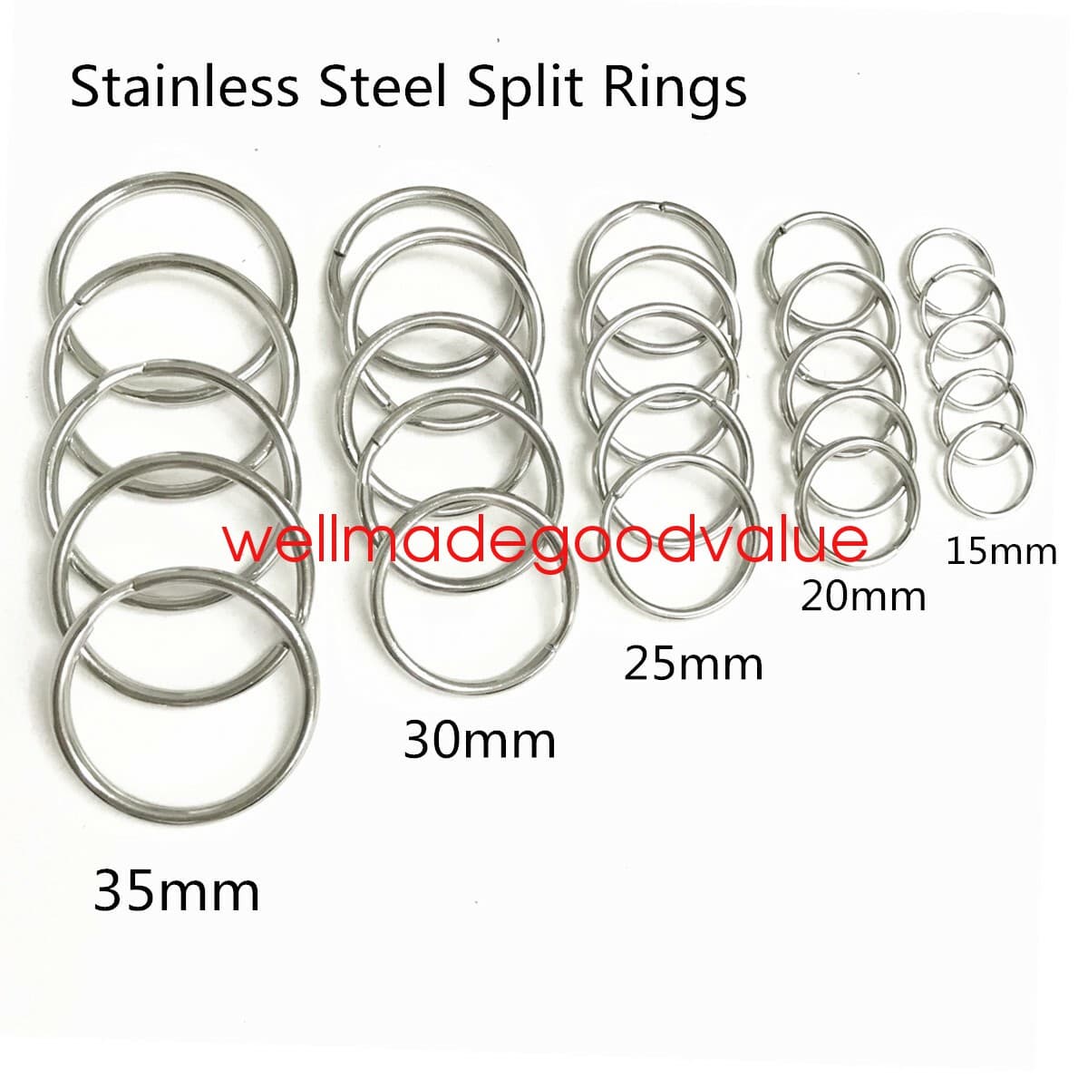 Stainless Steel Keyring Split Key Rings Blanks 15-35mm Metal Loop Key chain U