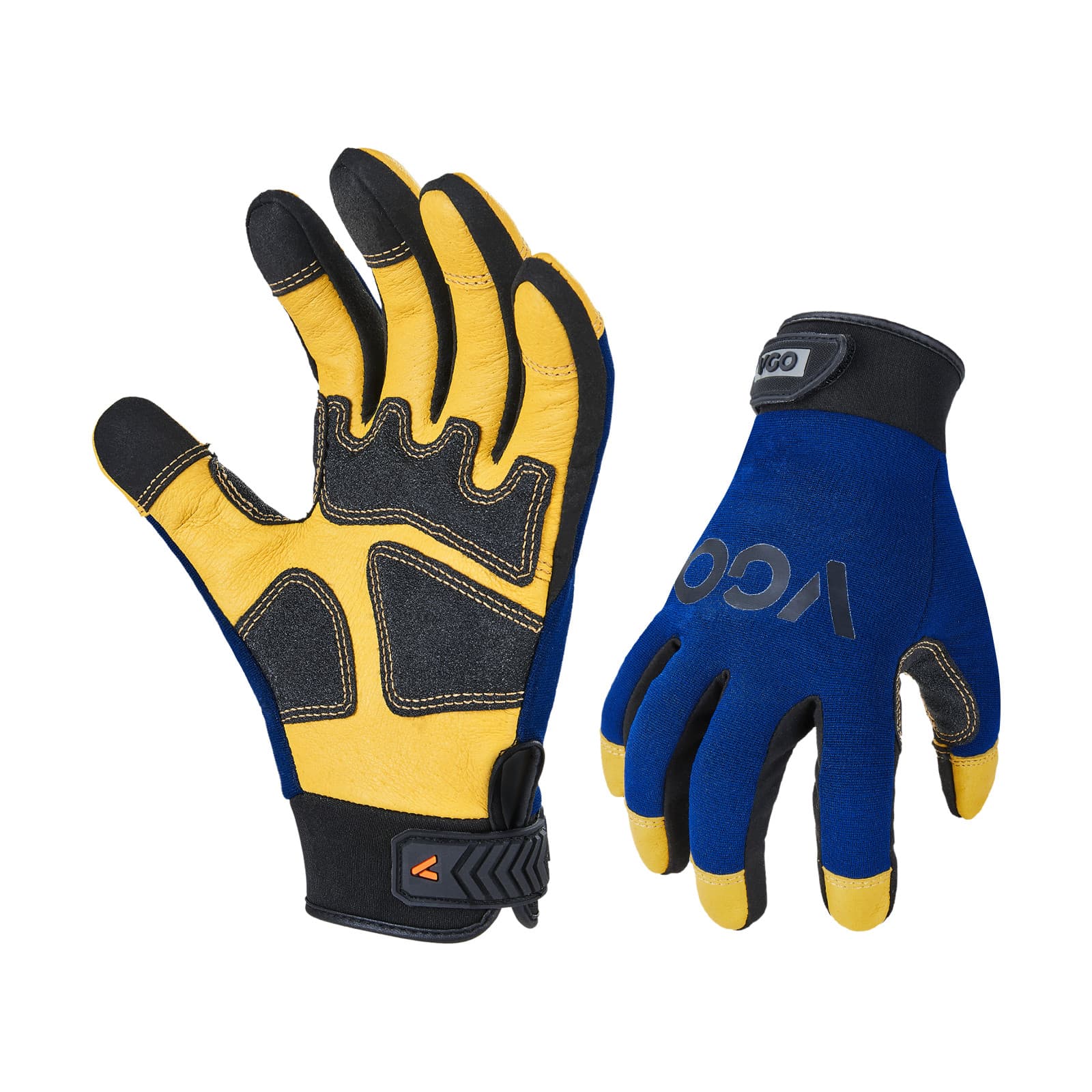 Vgo 1 Pair Pig Leather Mechanics Work Gloves,Anti-Vibration, Rigger (PA7726)