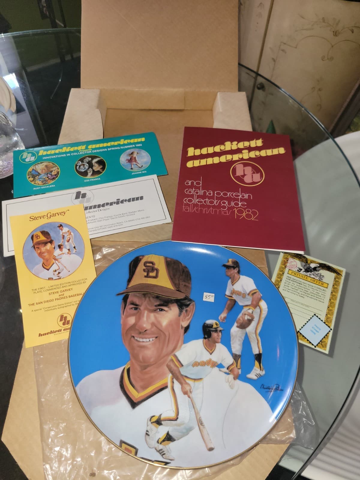 Steve Garvey 1983 Plate 3891/10,000 Signed Hackett American Original Box-Papers