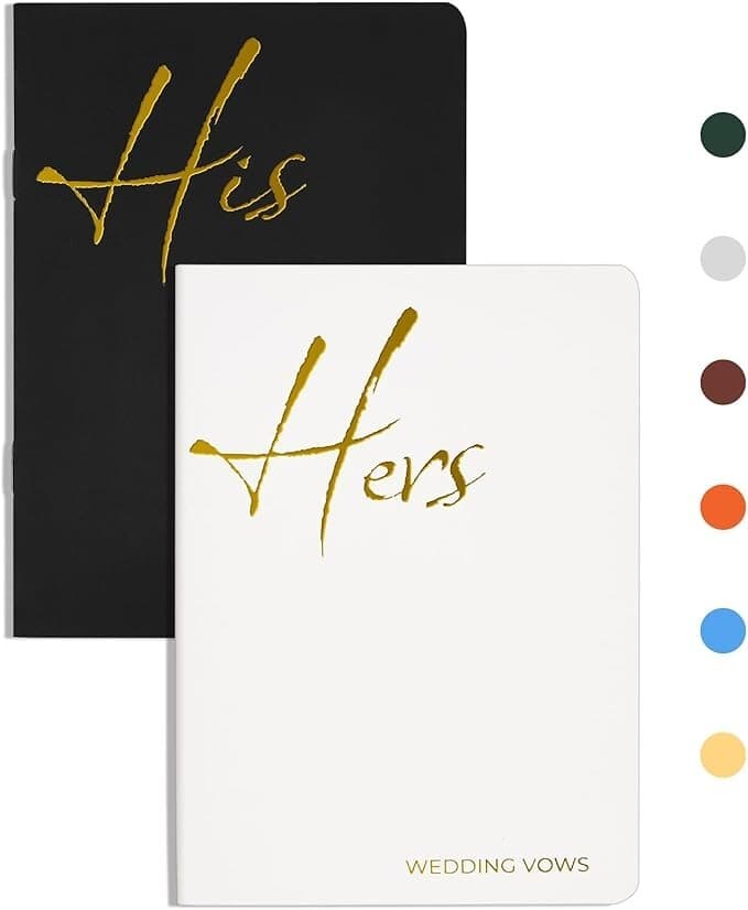 Wedding Vow Book - Vow Books His and Hers 5.5"×4" Set of 2 Black and White /Gold