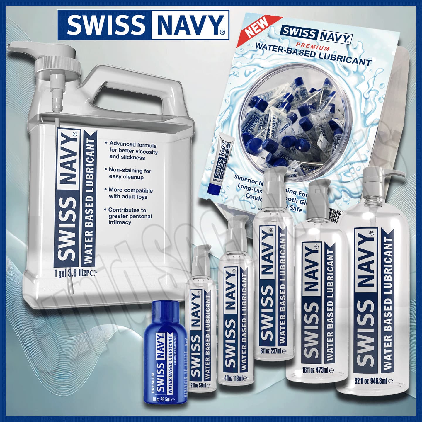 Swiss Navy Water-Based Lubricant Premium Personal Lube Long-Lasting Smooth Glide