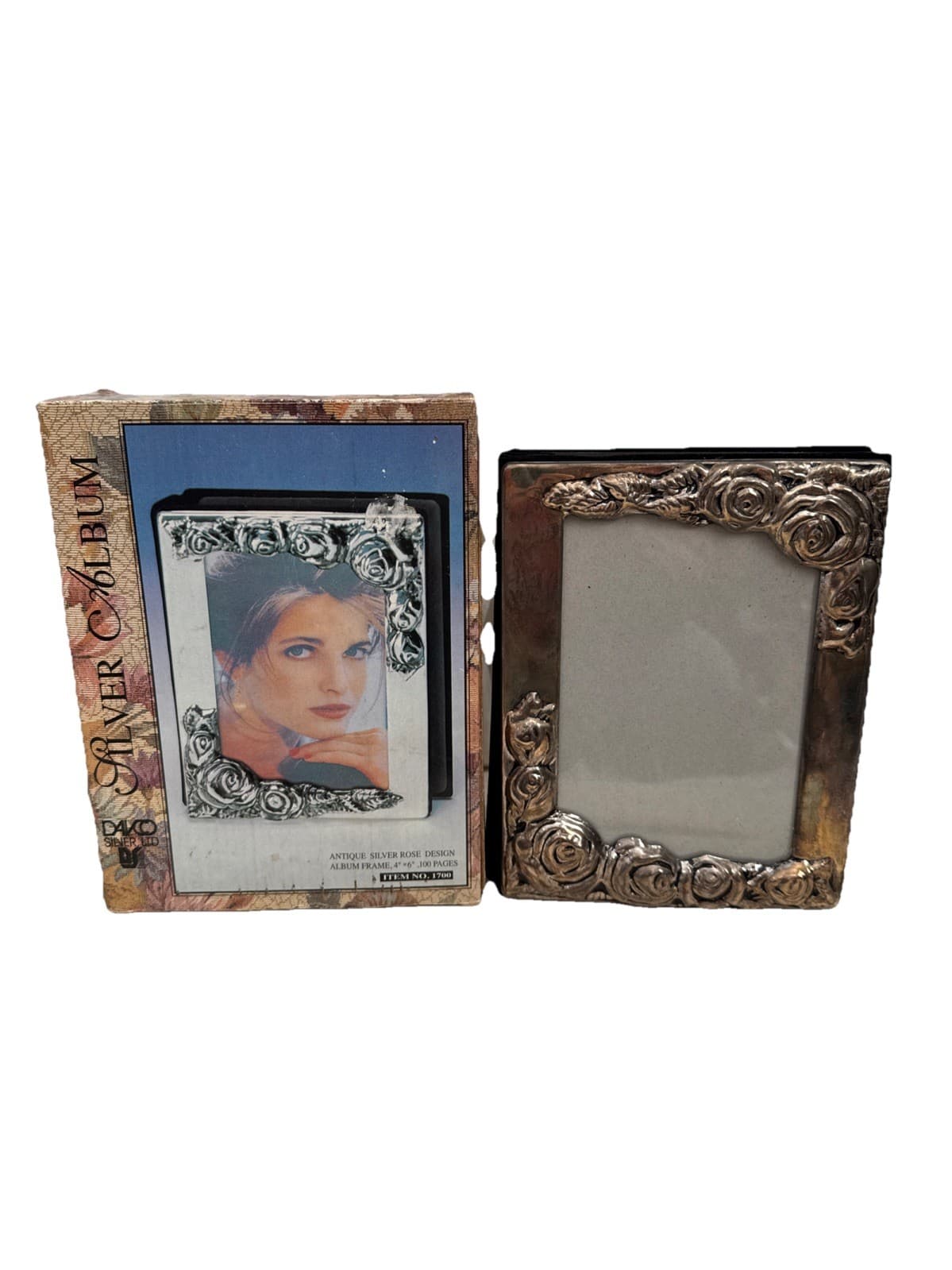 DAVCO SILVER, LTD Photo Frame & Album for 100 4"x6" Photos - Tarnished VTG