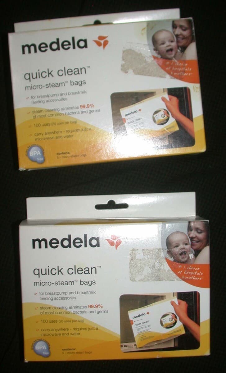 MEDELA Quick Clean Micro-Steam Bags Two Boxes Lot 9 Total New Breast Feeding