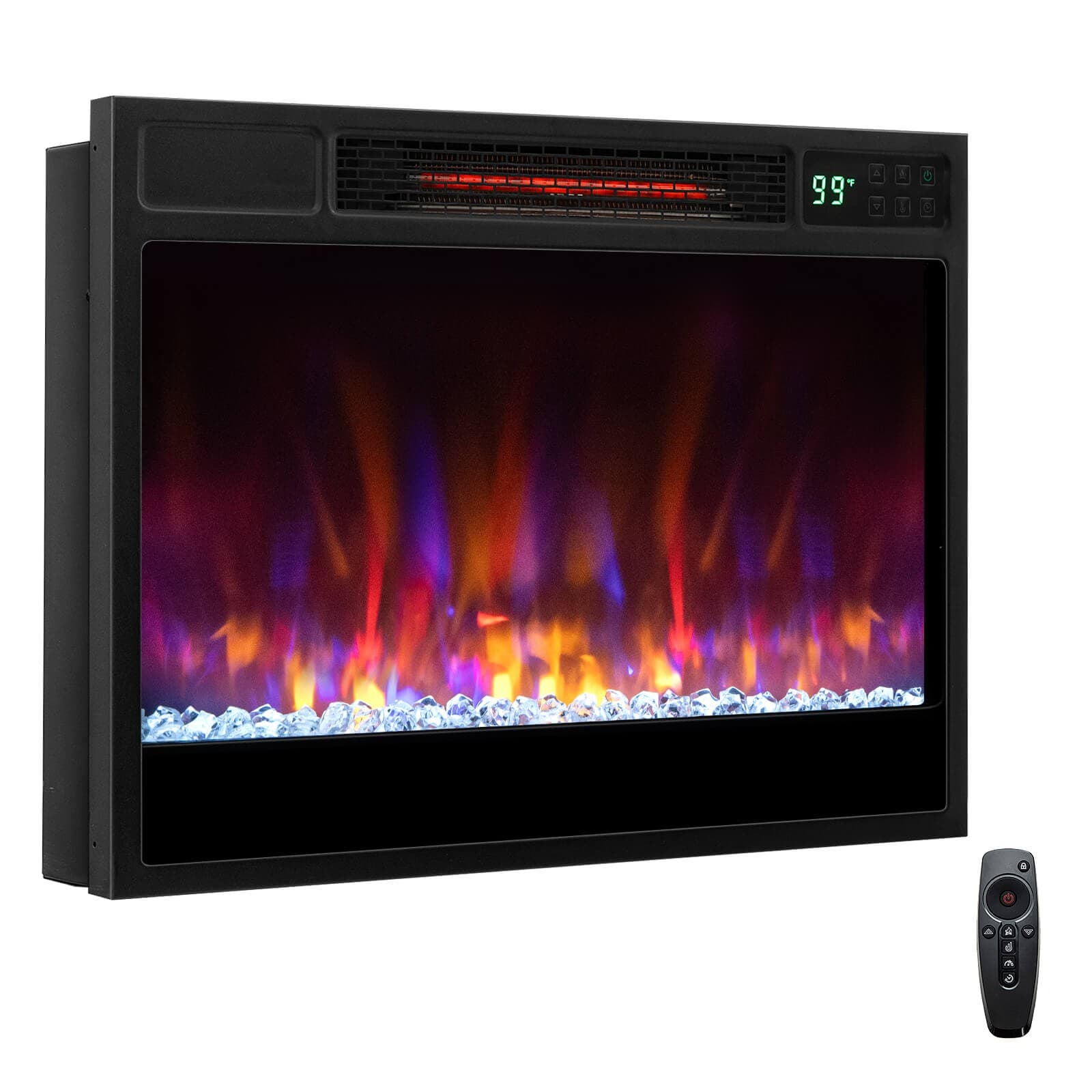 23" Infrared Quartz Electric Fireplace Insert with Remote Control