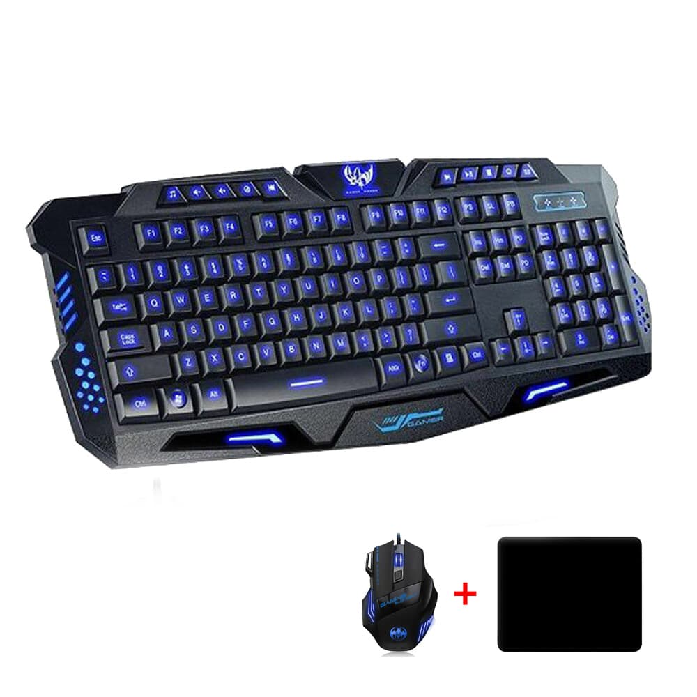 Wired Mechanical Keyboard and Mouse Combo QWERTY Layout Gaming LED Light Backlit