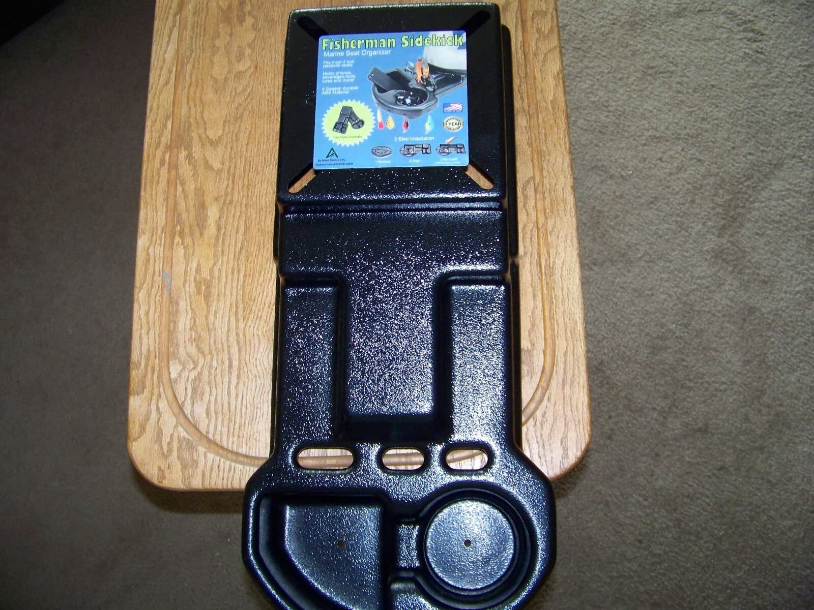 FISHERMAN SIDEKICK MARINE SEAT ORGANIZER FOR 4 BOLT PEDESTAL SEATS HOLDS A LOT!