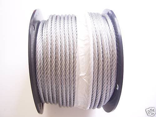 Galvanized Wire Rope Cable 1/4", 7x19: 50,100,125,150,200,250,300,400 and 500 Ft