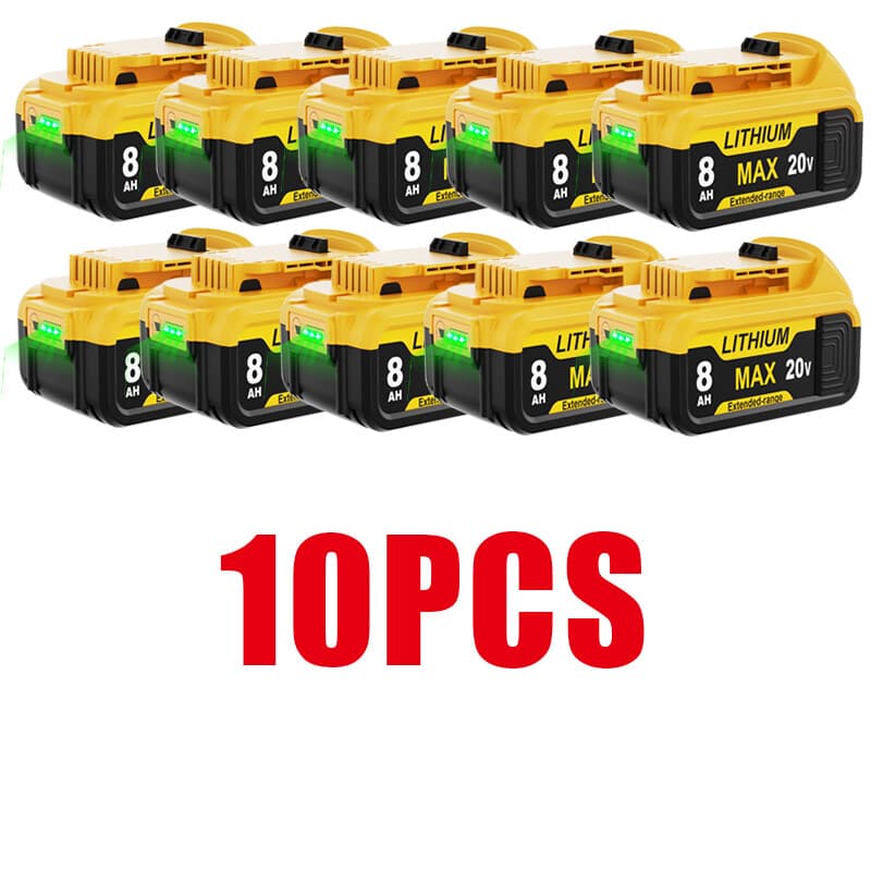 10~1 Pack For DeWalt 20V 20 Volt Max 8.0AH Lithium Ion Battery DCB206-2 DCB205-2