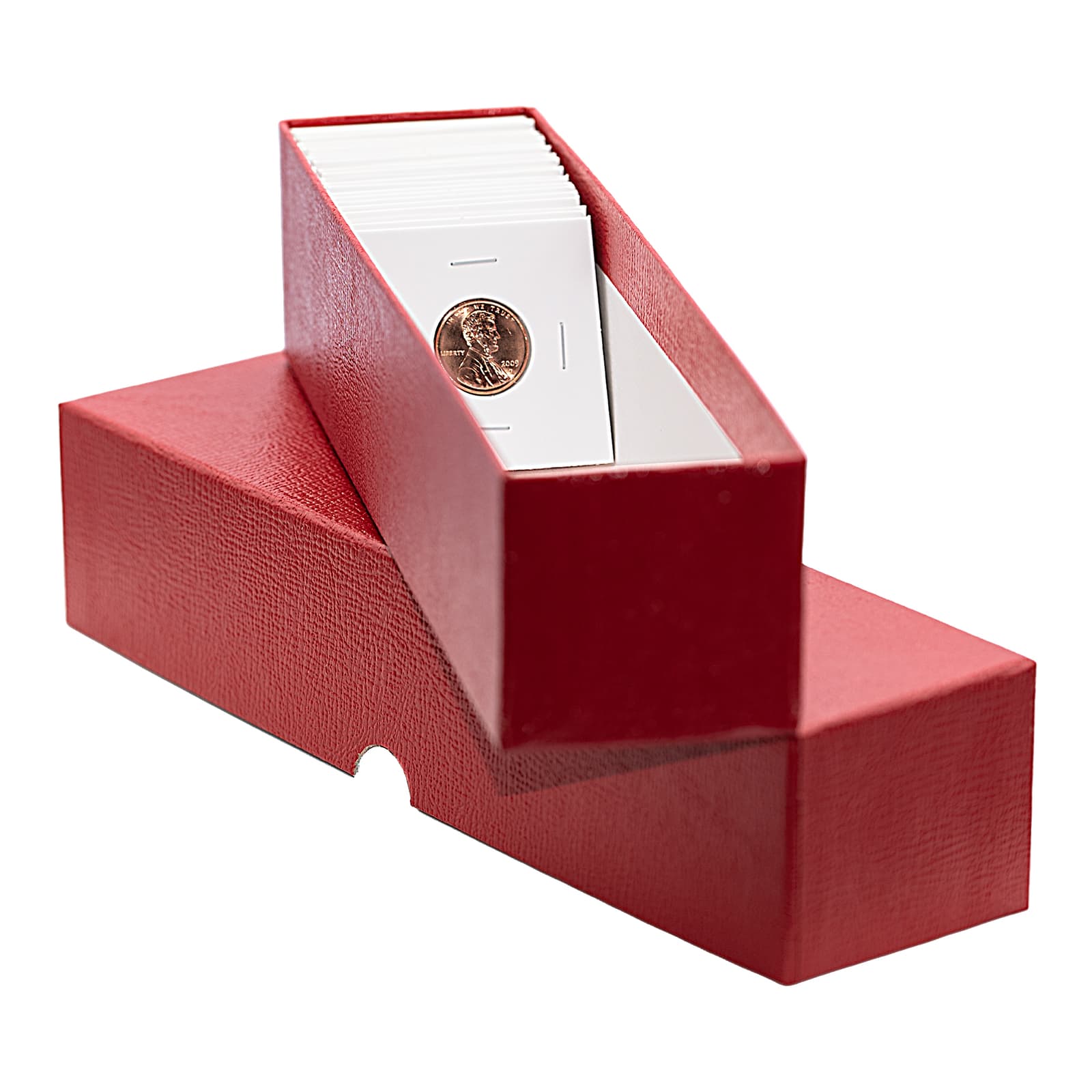 3 Coin Shield 9" Single Row Red Storage Box Flips Holder Boxes Premium 2x2x9