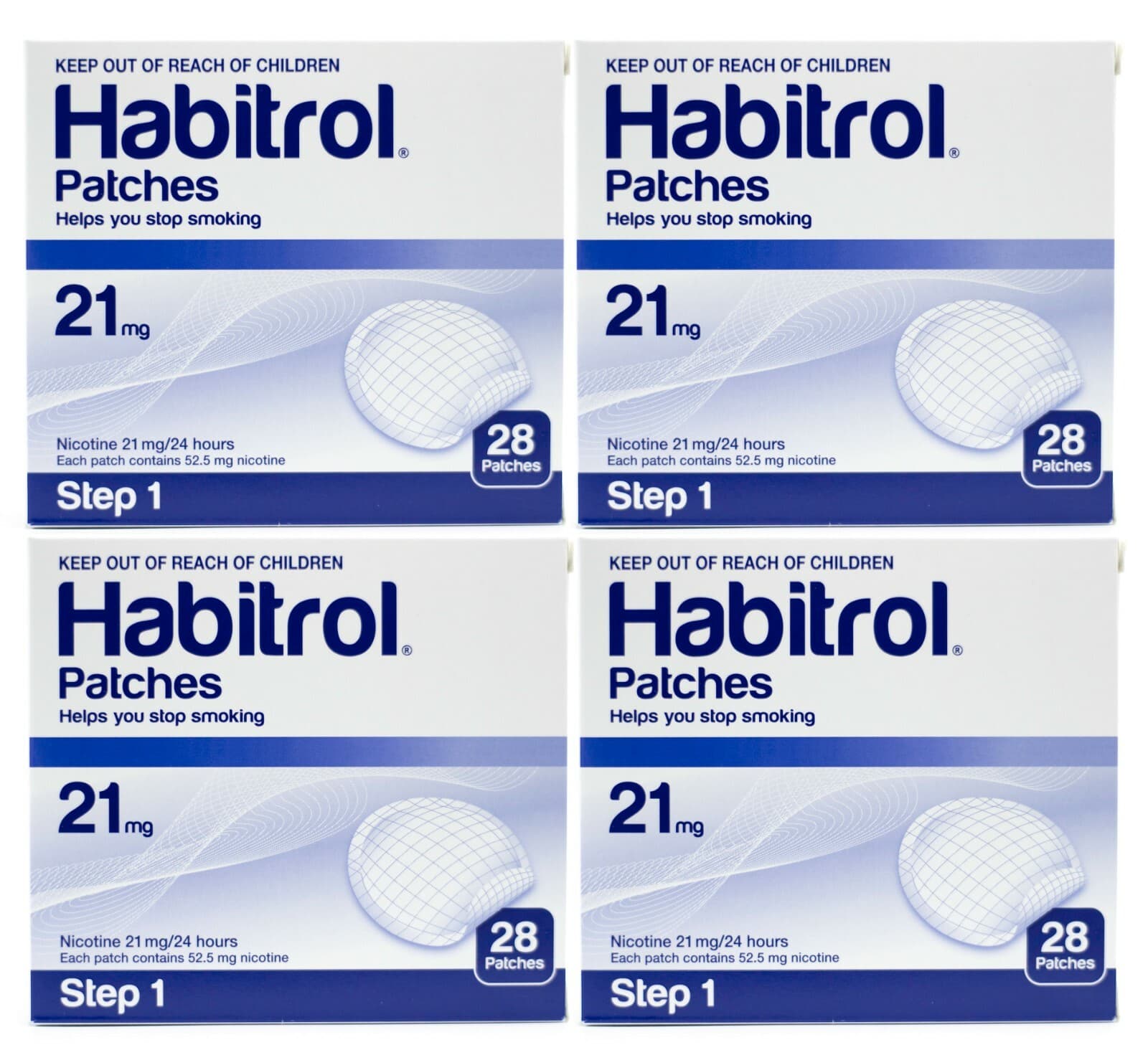 Habitrol Step 1 Transdermal 21mg Nicotine Patches (4 Boxes, 112 Total) 01/2027