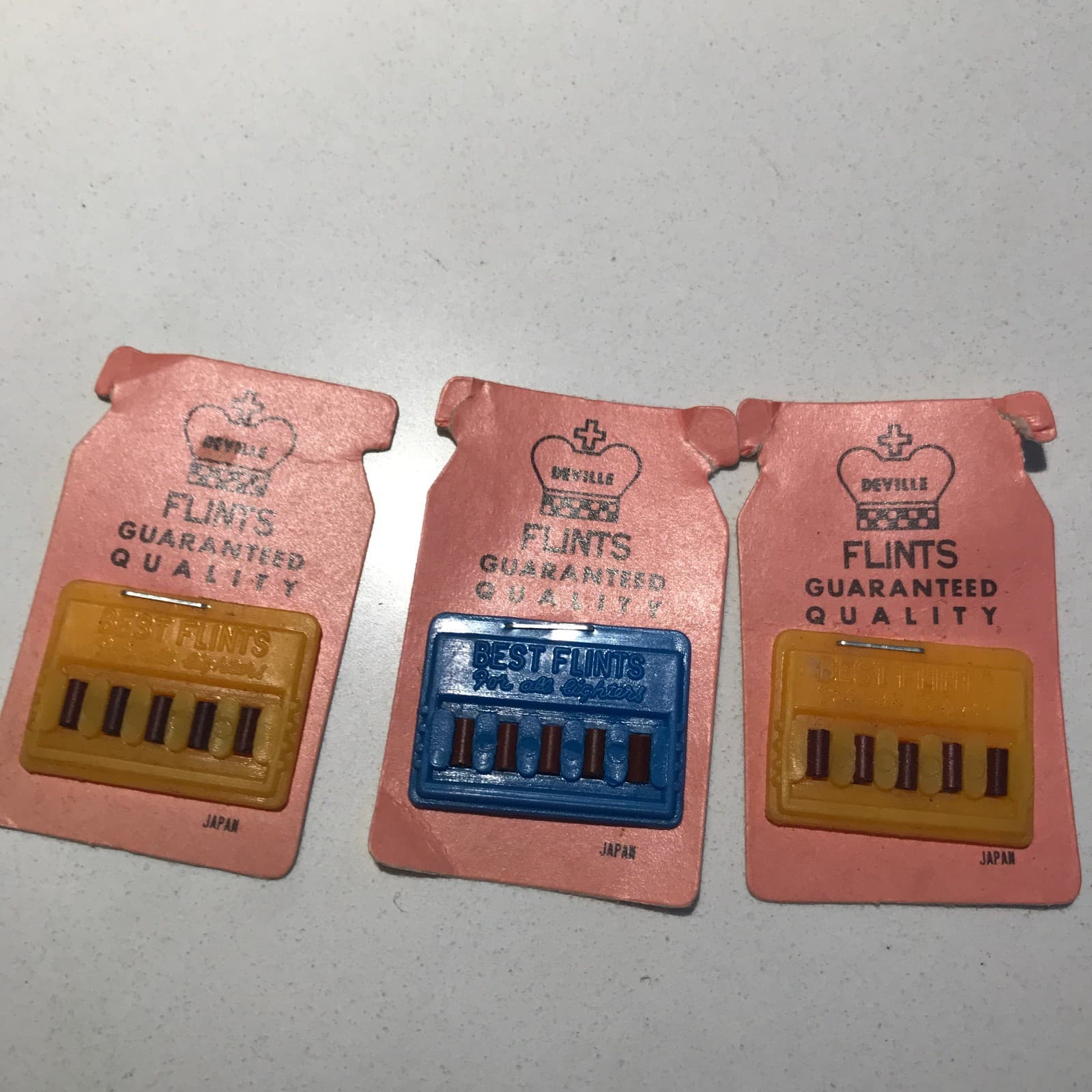 Lot of 3 Vintage Rare Deville Card Flints 15 Flints 3 Packets