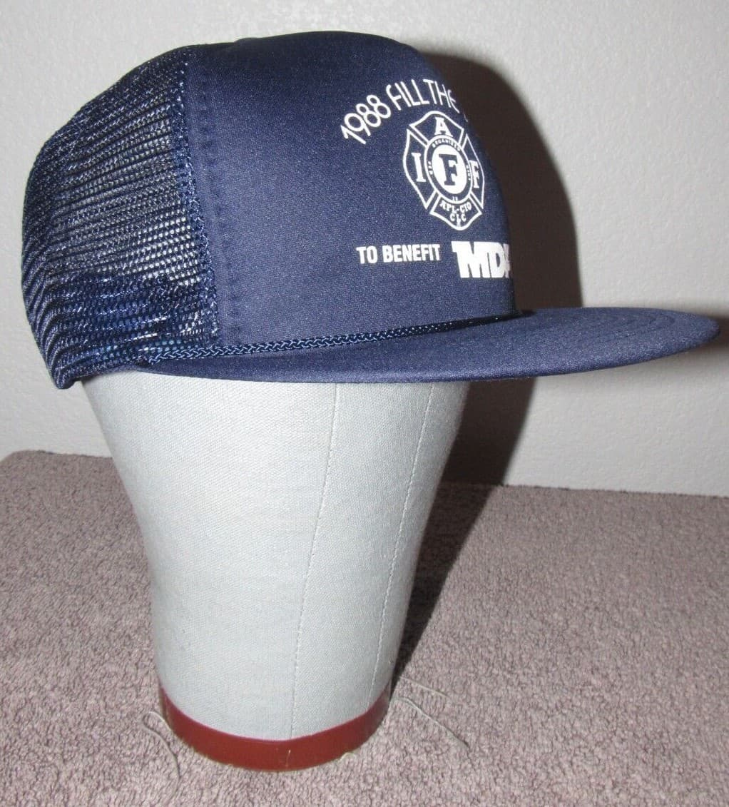 1988 MDA Firefighter Boot Drive Fundraiser Meshback Trucker Cap Hat