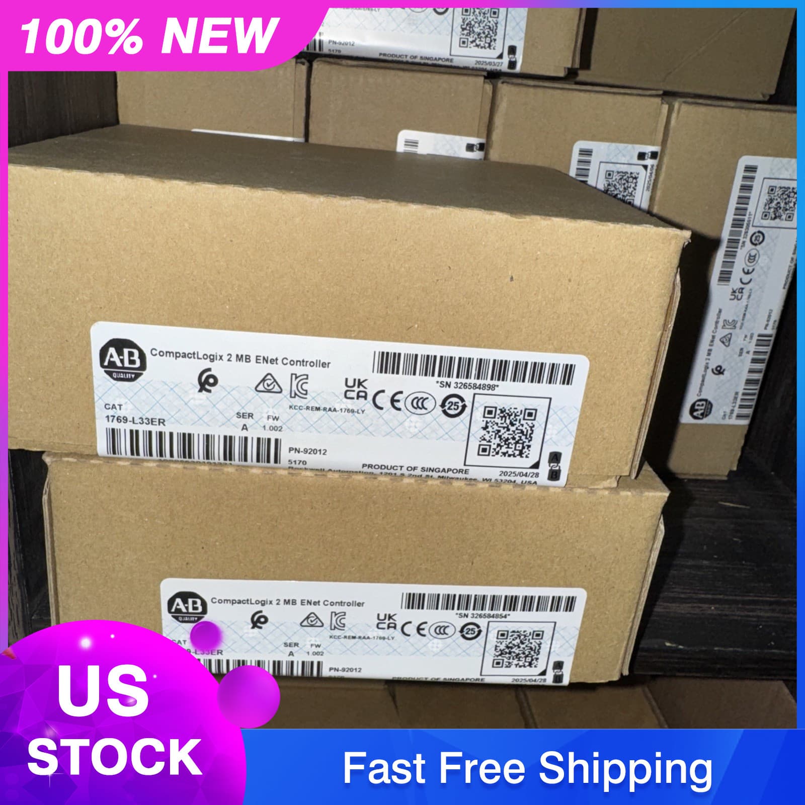 1pc AB 2025 1769-L33ER 2025 Allen-Bradley 1769L33ER CompactLogix 2MB ENet