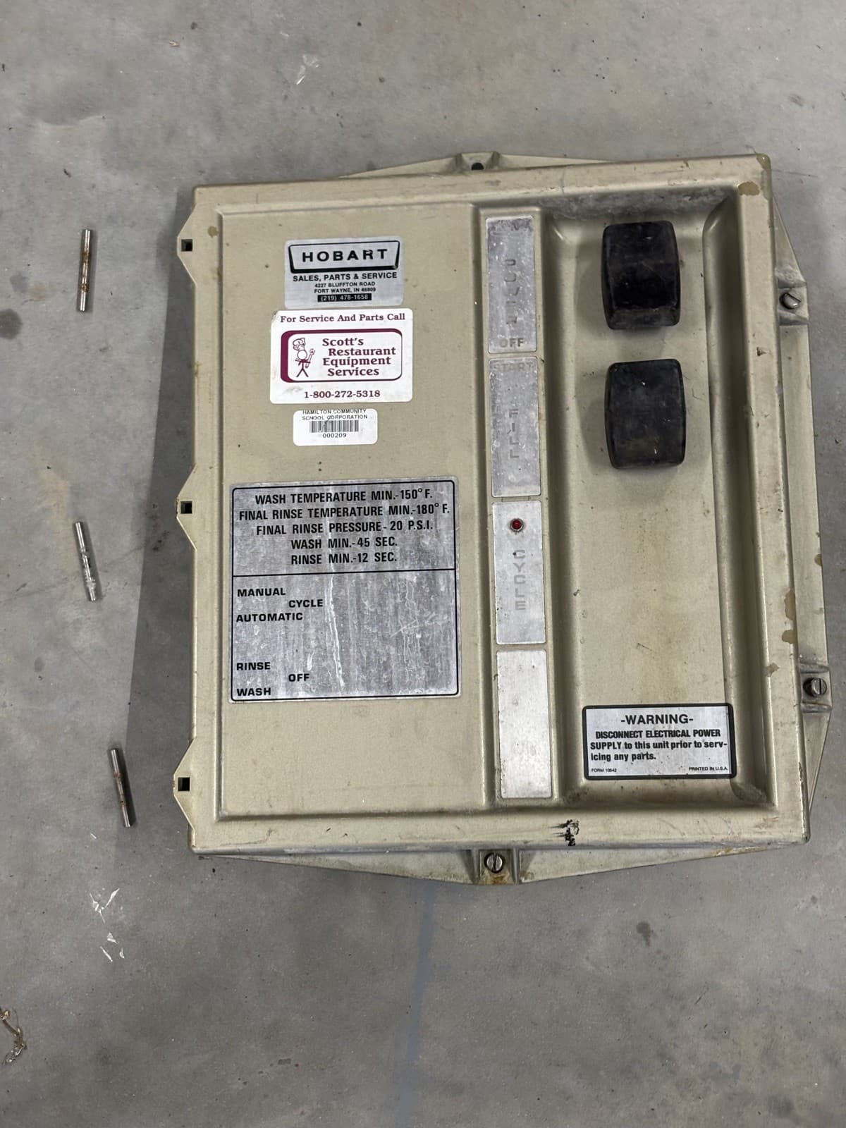 Hobart AM12 Commercial Dishwasher Front Lid Cover & Gasket Assy 288462-00001 OEM