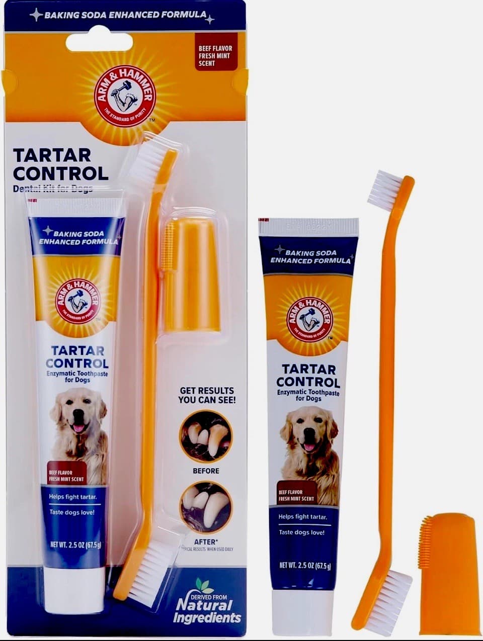 Arm & Hammer for Pets Dog Tartar Control Kit Toothpaste Toothbrush Mint NEW