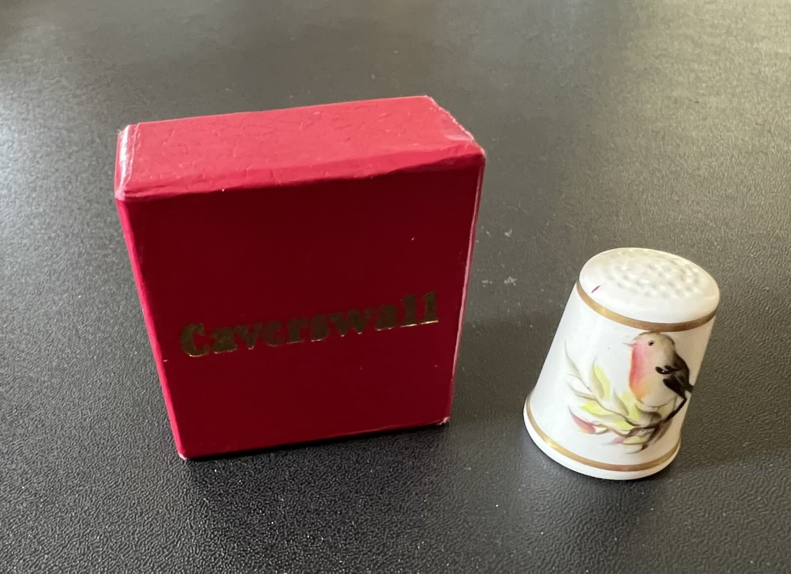 Thimble - Royal Worcester - Bird - Robin(?) - Fine Bone China - P Dunkley