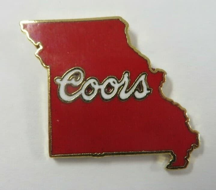 Vtg COORS BEER Pin Button MISSOURI Shape of State Advertising Lapel Hat Tie