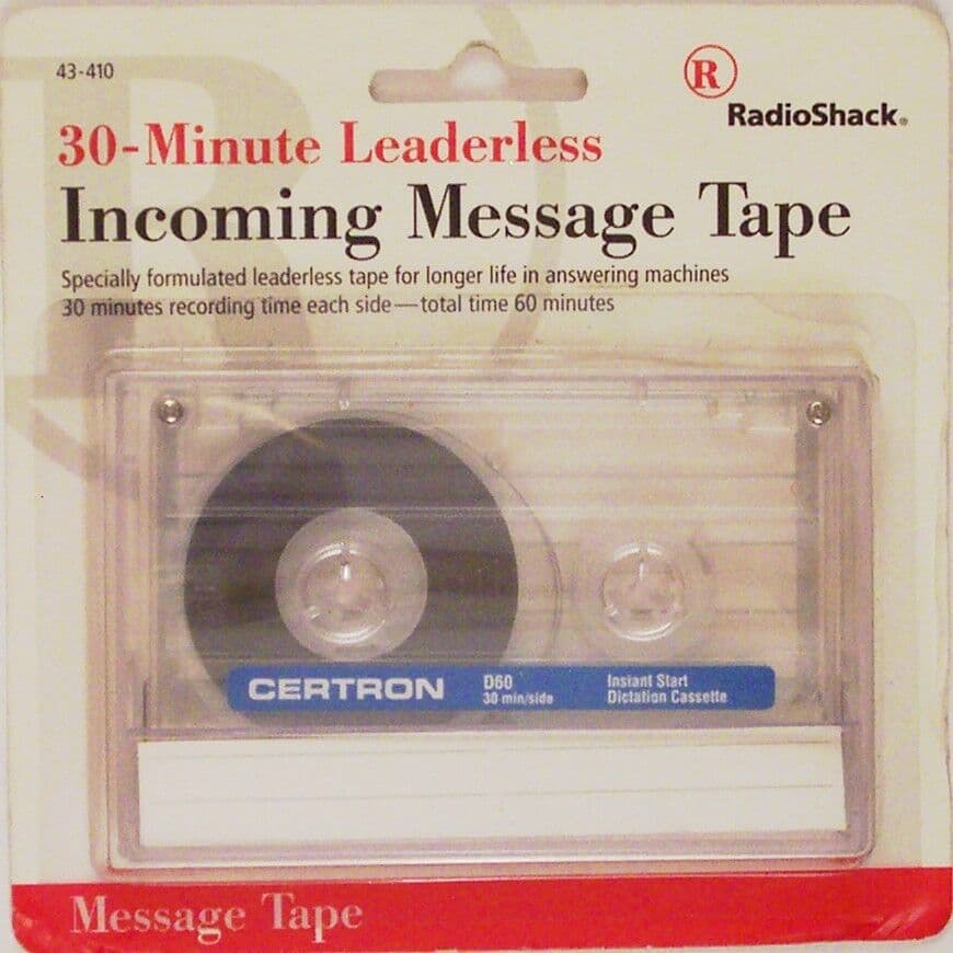 30-Minute Leaderless Answering Machine Cassette Tape ~ RadioShack 43-410