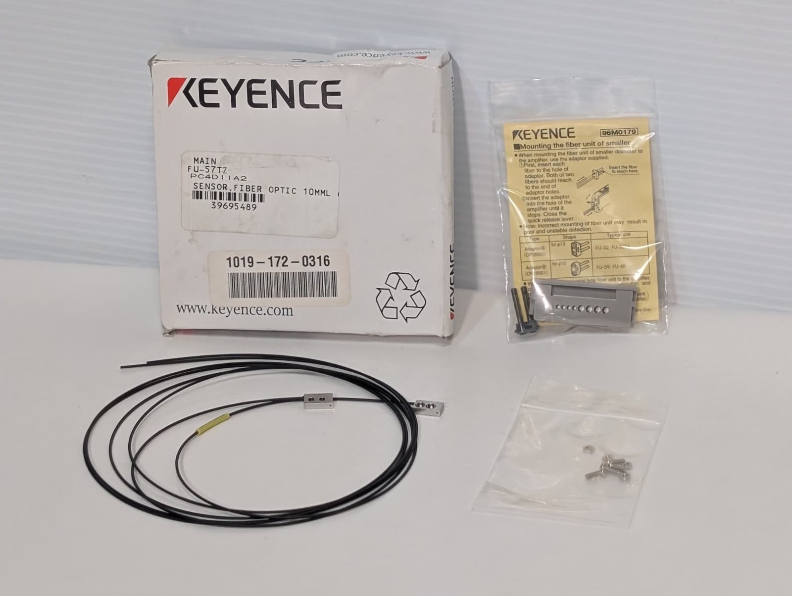 Keyence FU-57TZ Fibre Unit Thru Beam Fiber Optic Sensor Cable 1mm Unit Diameter